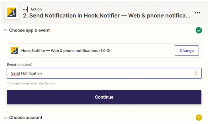 event send notification hook notifier zapier Todoist