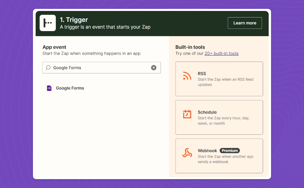 The Google Form trigger on Zapier