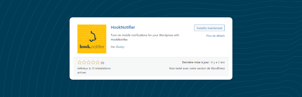 Hook.Notifier installaton box on Wordpress