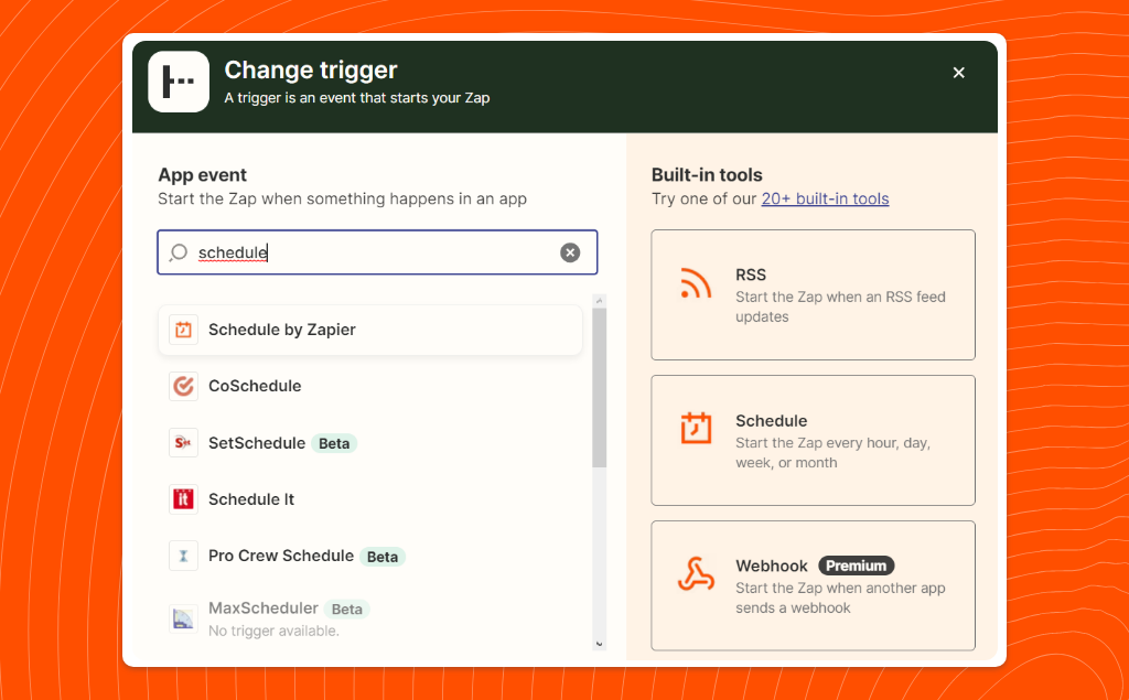 Trigger Schedule by Zapier