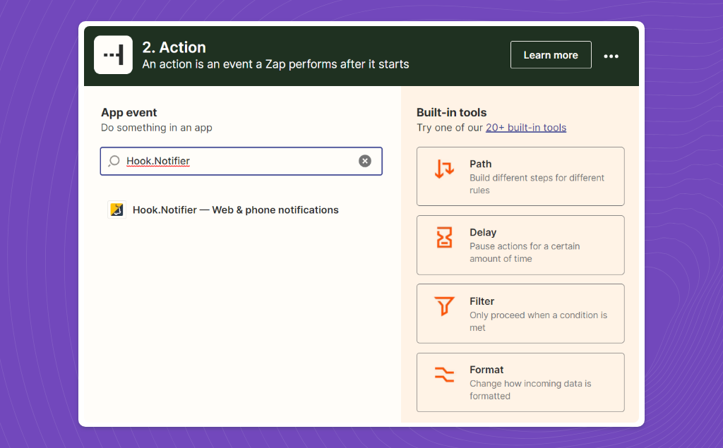 Official Hook.Notifier Action on Zapier
