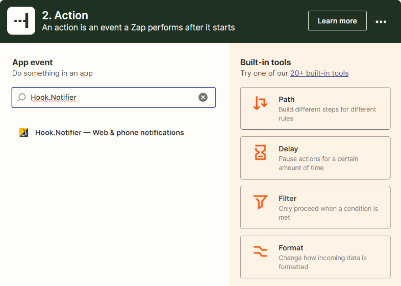 zapier hook notifier create action Stripe